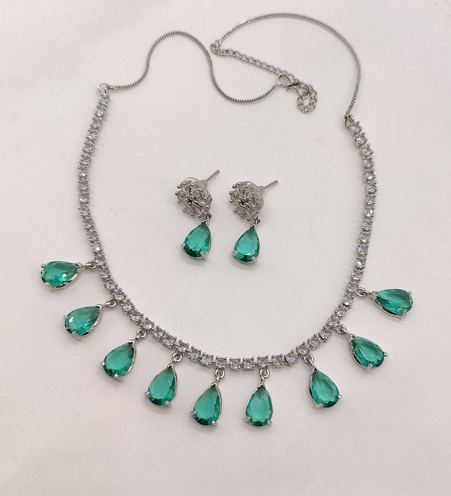 Rama Green CZ Necklace set