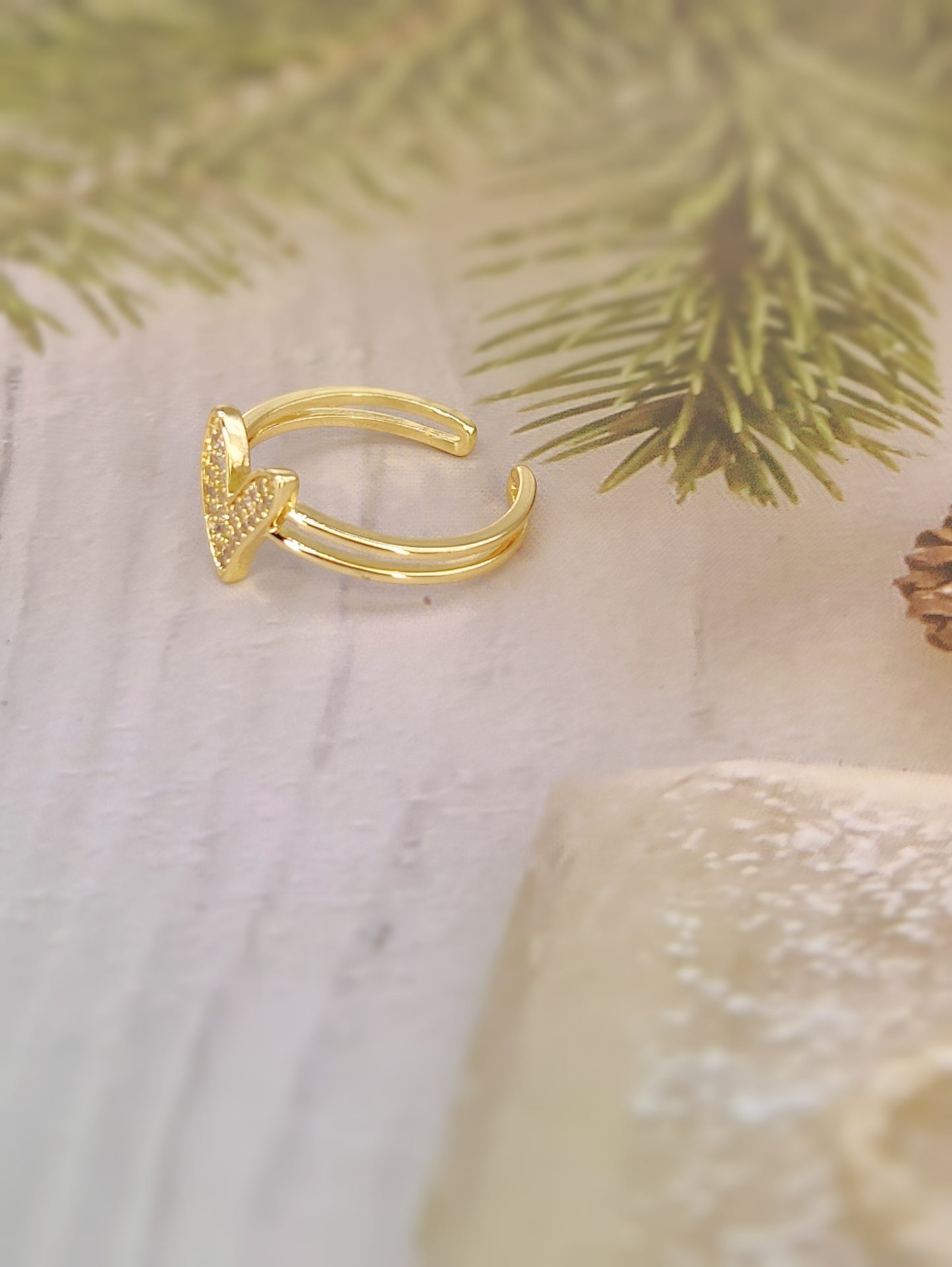 Heart Shaped 18k Gold Plated Anti Tarnish Ring