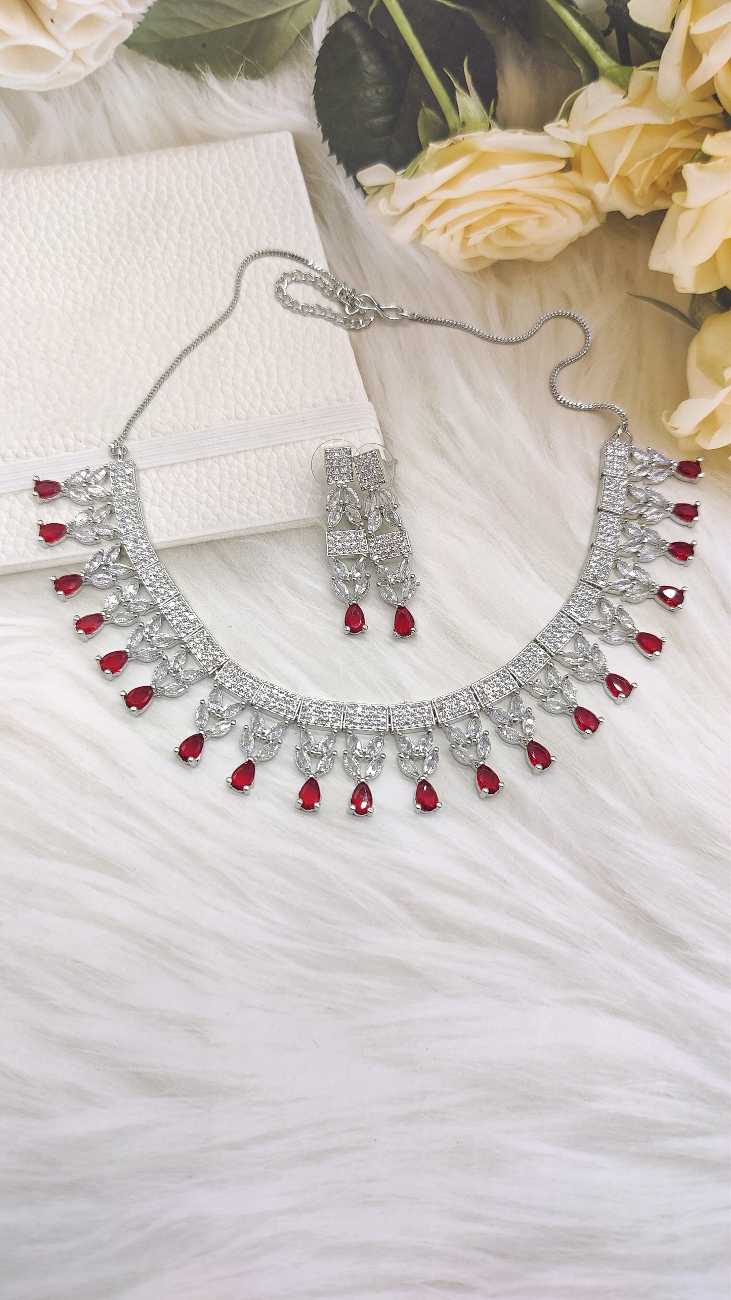 The Scarlet Dream CZ and AD Necklace Set