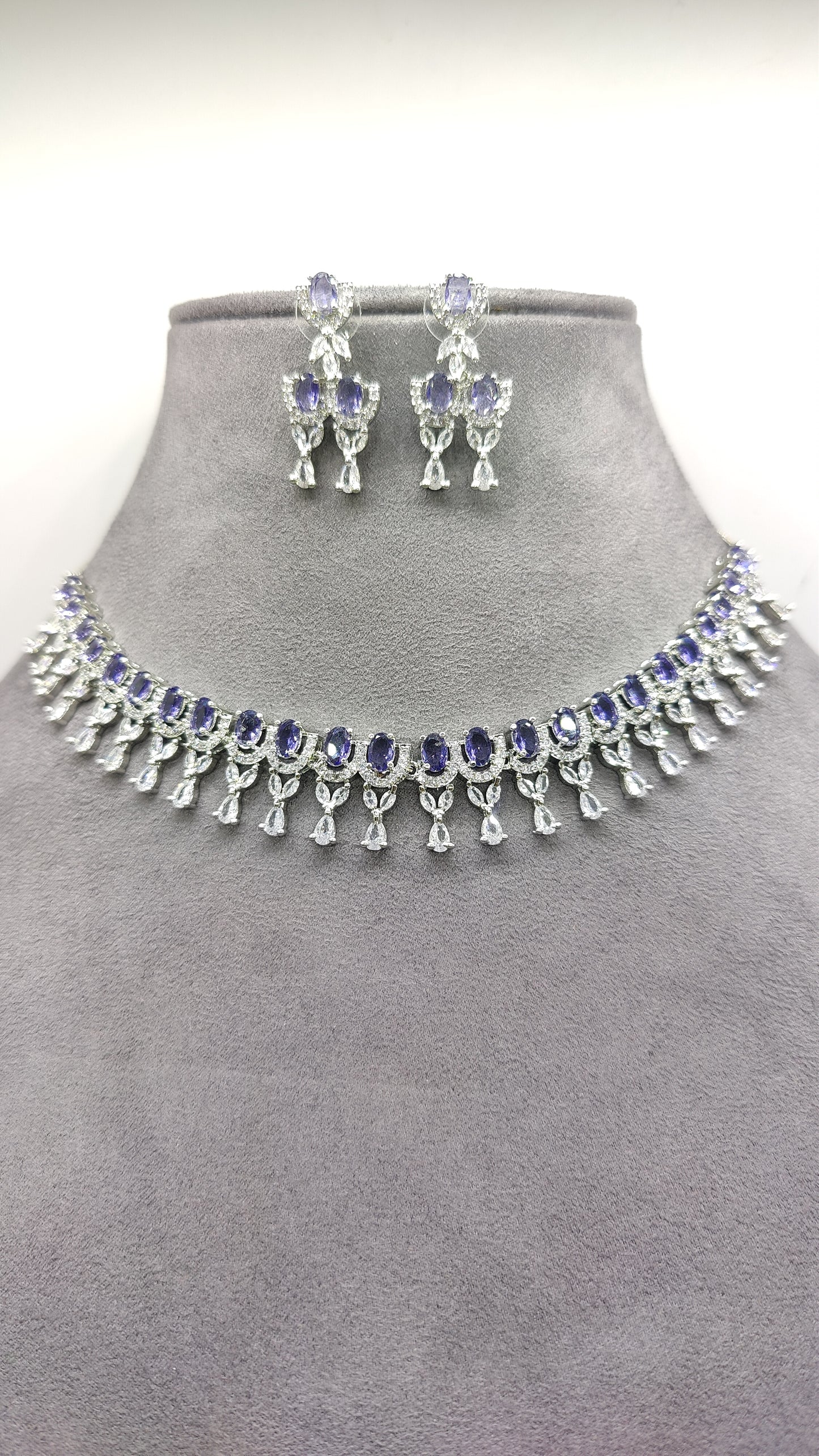Sparkle Empress CZ and AD Necklace Set