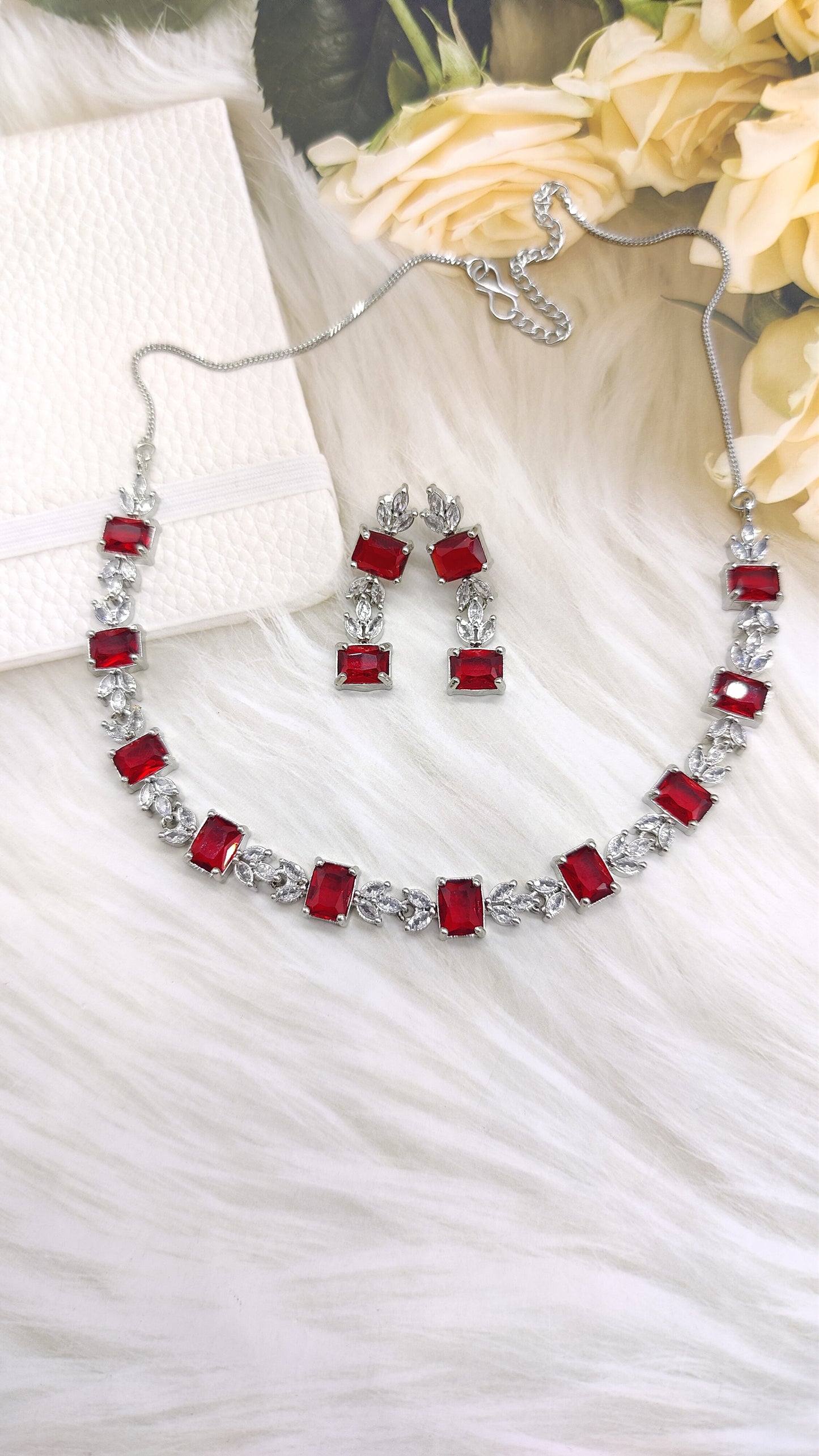 Vibrant Multi-Color American Diamonds Necklace Set
