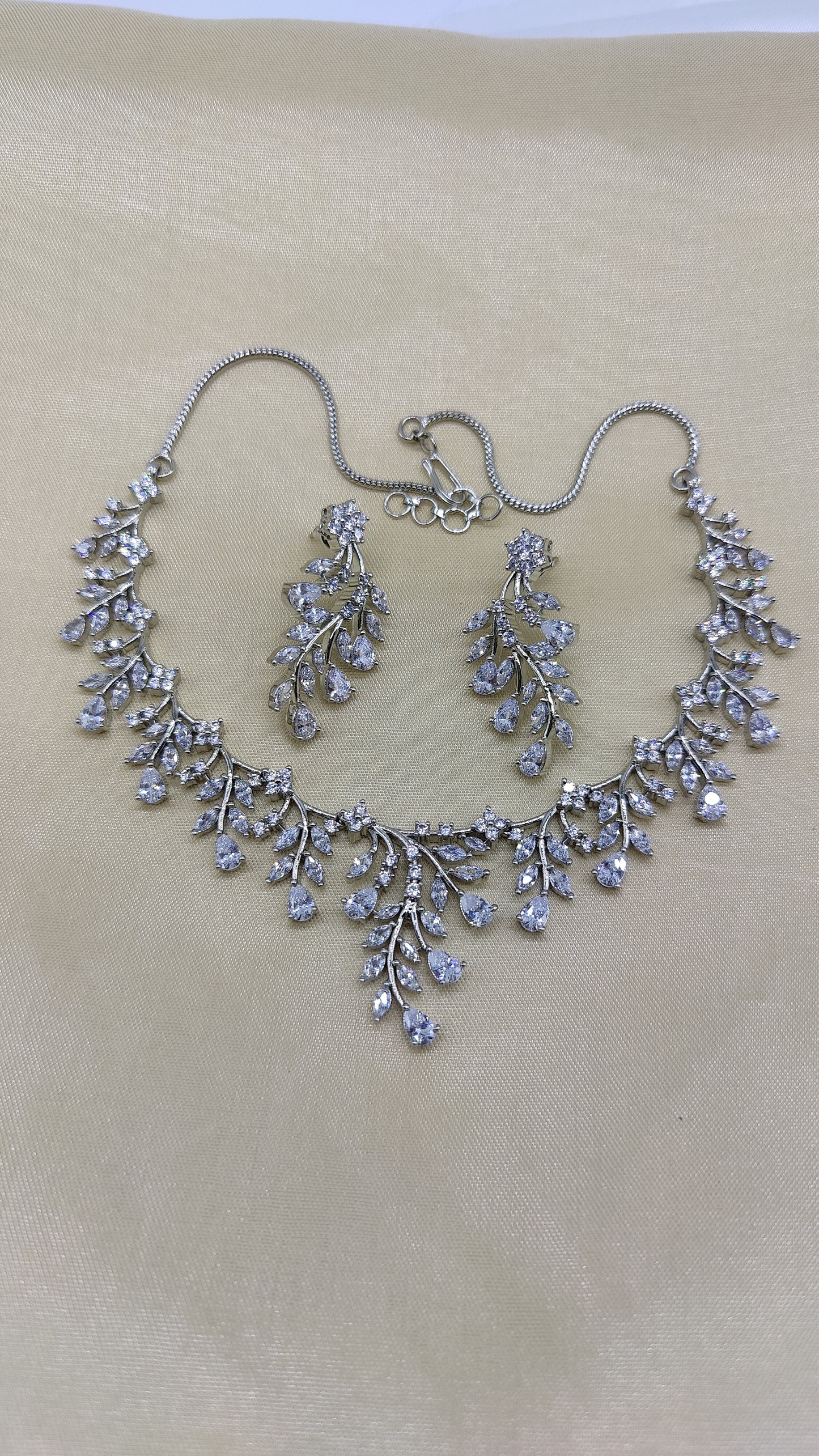 Leafy CZ Necklace set
