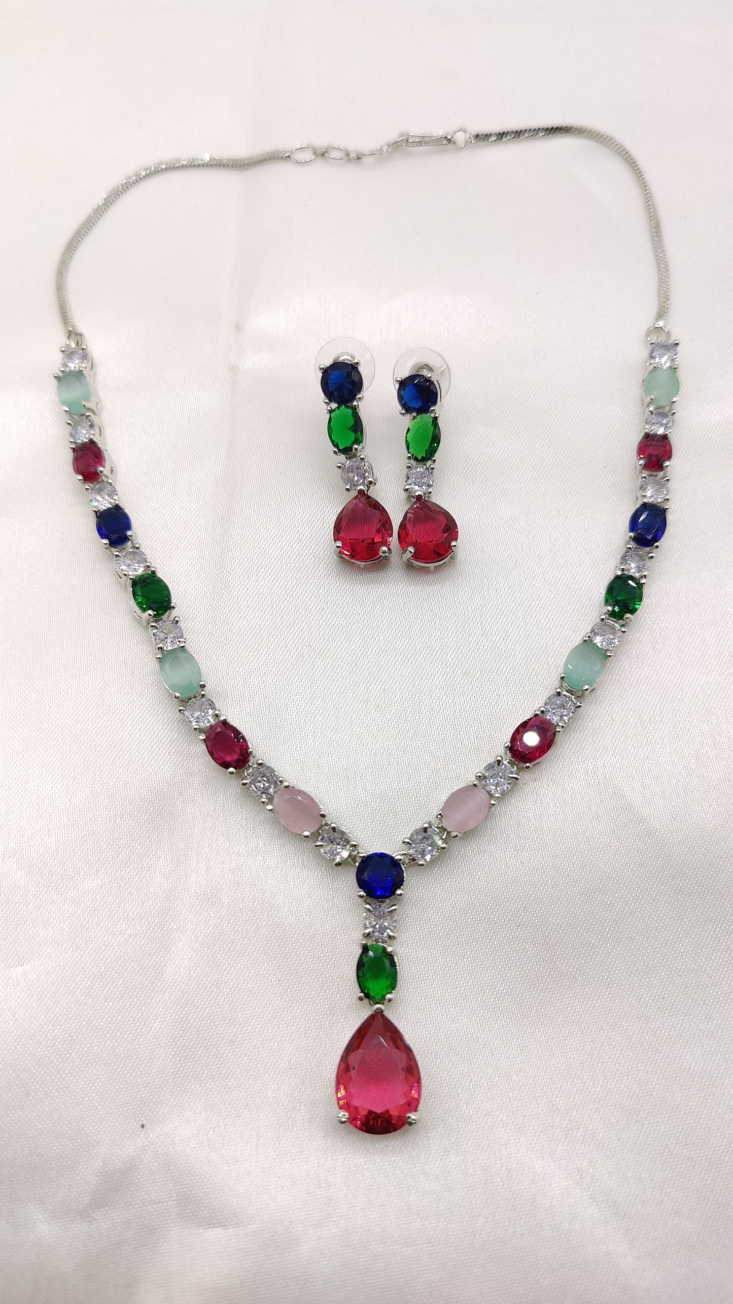 Trisha CZ multi color Necklace set
