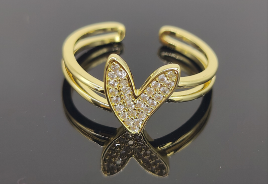 Heart Shaped 18k Gold Plated Anti Tarnish Ring