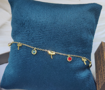 Gold plated Anti Tarnish Chain Bracelet with Dragon Flies