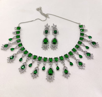 Kalki Emerald Green CZ Necklace set