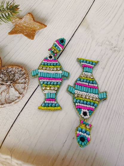 Ocean's Whisper Handcrafted Fish Tail Earrings