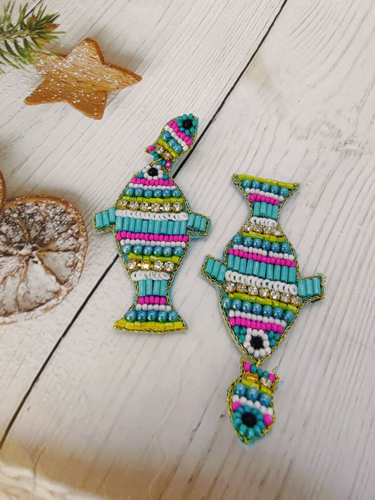 Ocean's Whisper Handcrafted Fish Tail Earrings