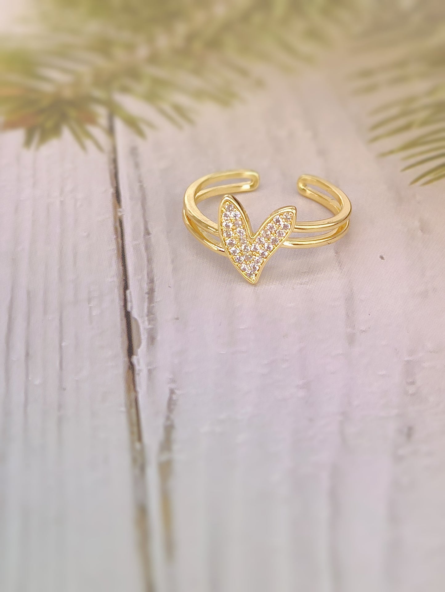 Heart Shaped 18k Gold Plated Anti Tarnish Ring