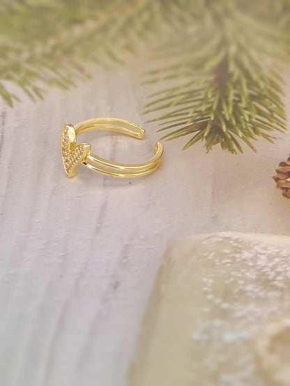 Heart Shaped 18k Gold Plated Anti Tarnish Ring
