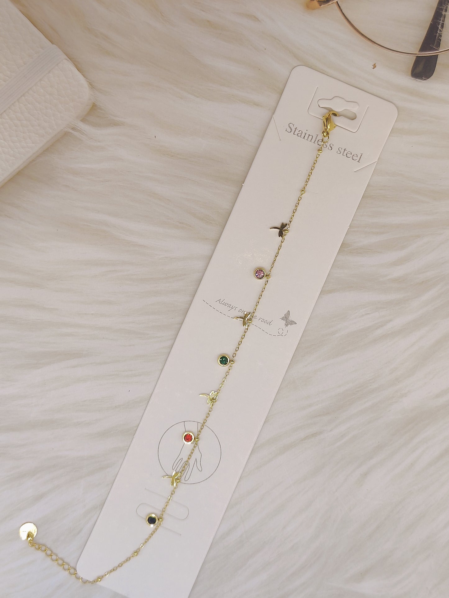 Gold plated Anti Tarnish Chain Bracelet with Dragon Flies