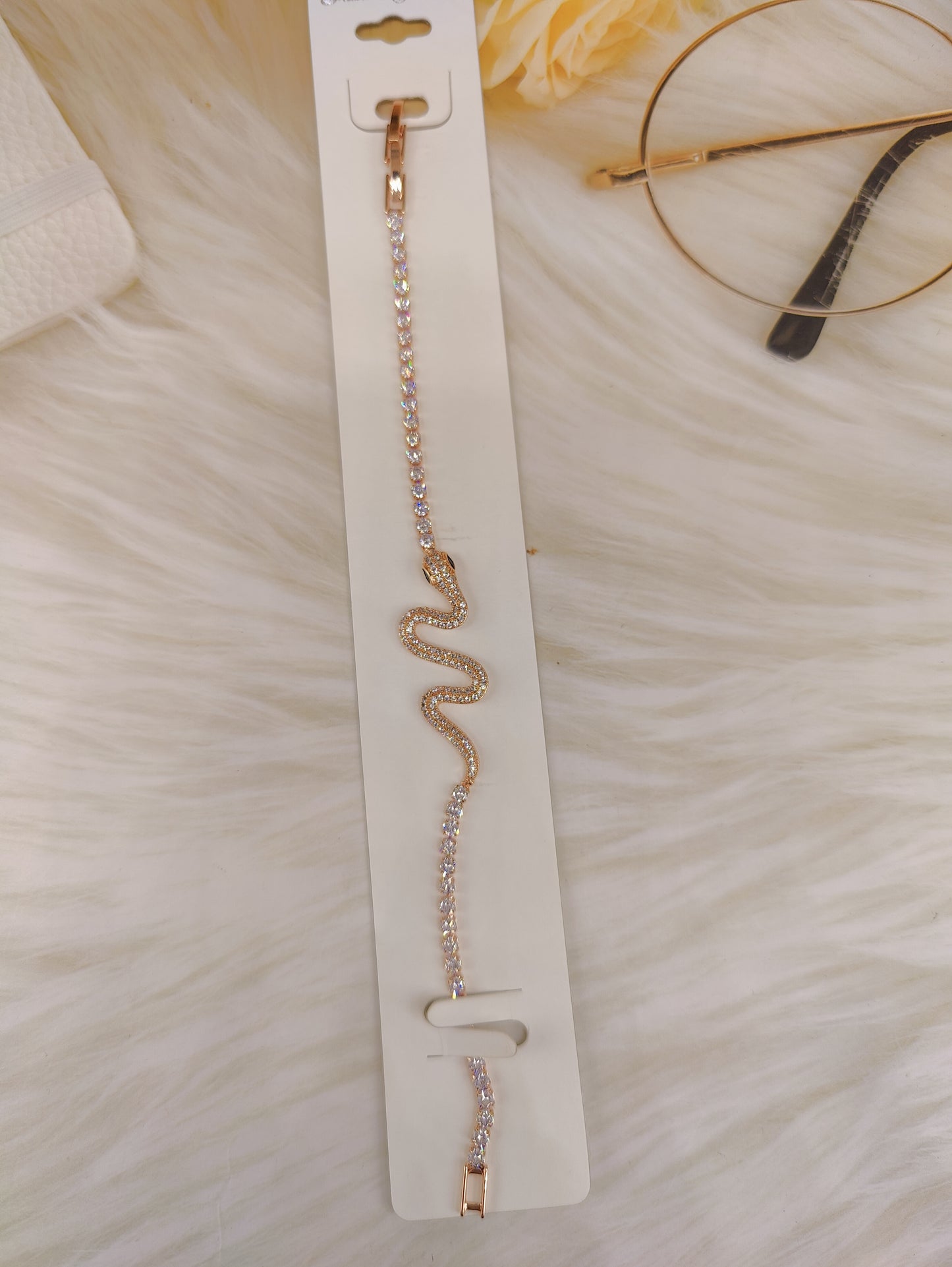 Rosegold Anti Tarnish Snake Style Chain Bracelet