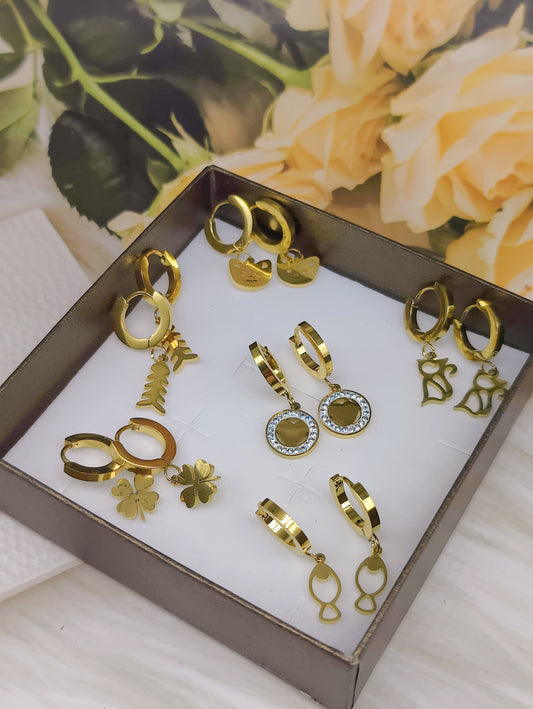 Gold plated Anti Tarnish 6 pair of Earrings