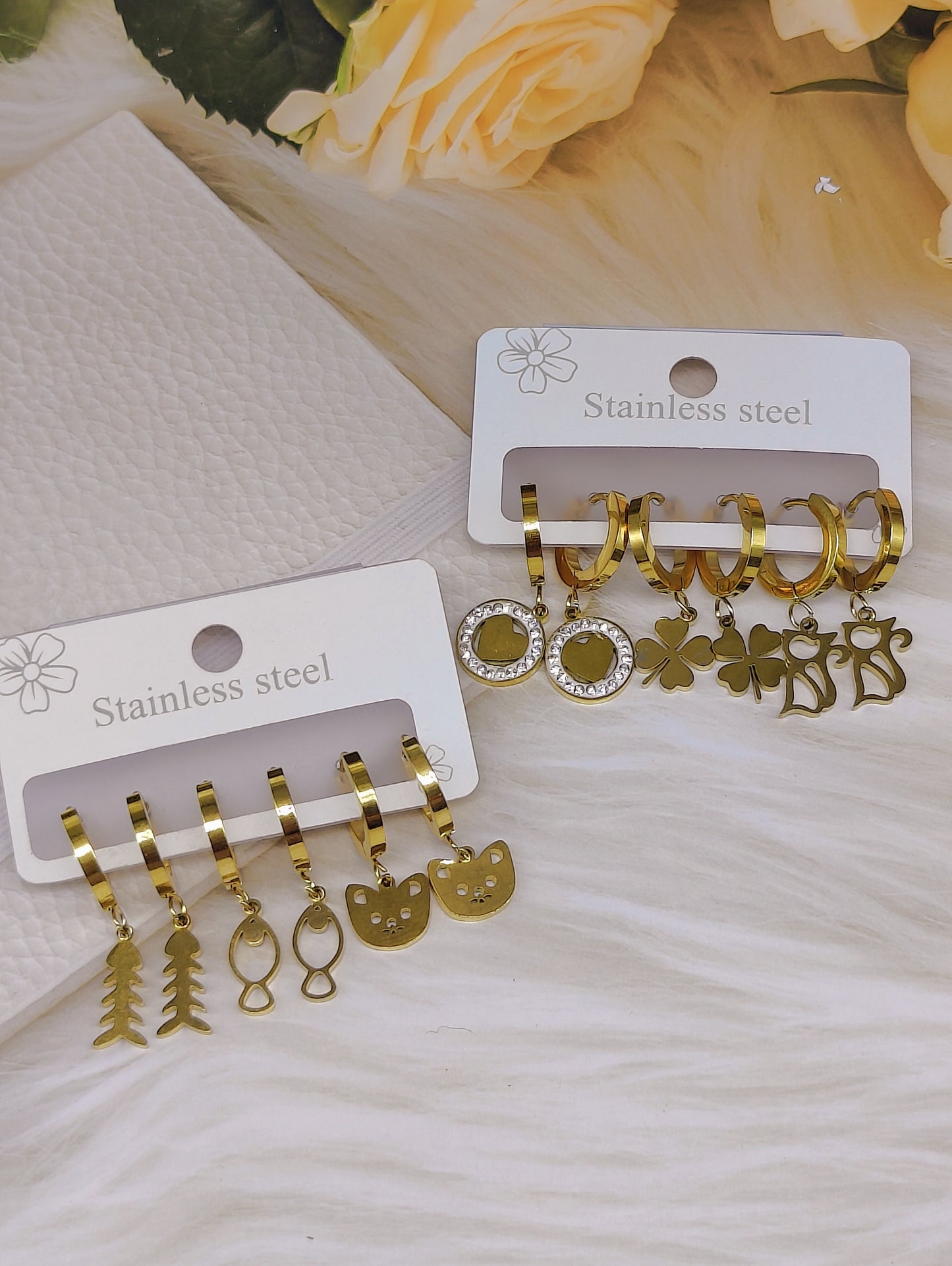 Gold plated Anti Tarnish 6 pair of Earrings