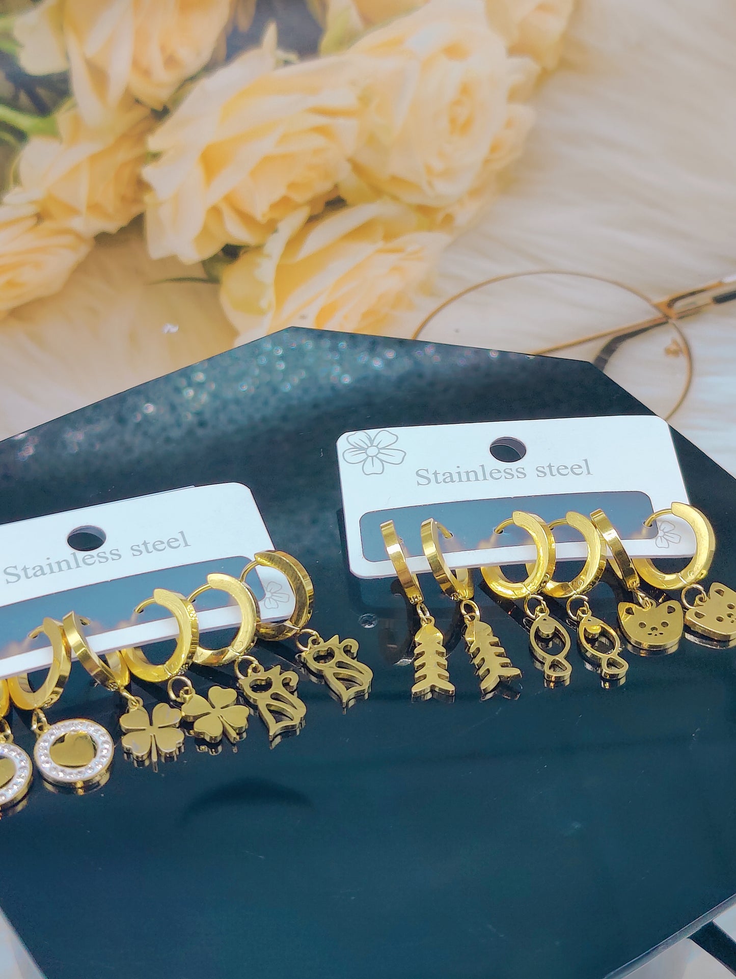 Gold plated Anti Tarnish 6 pair of Earrings