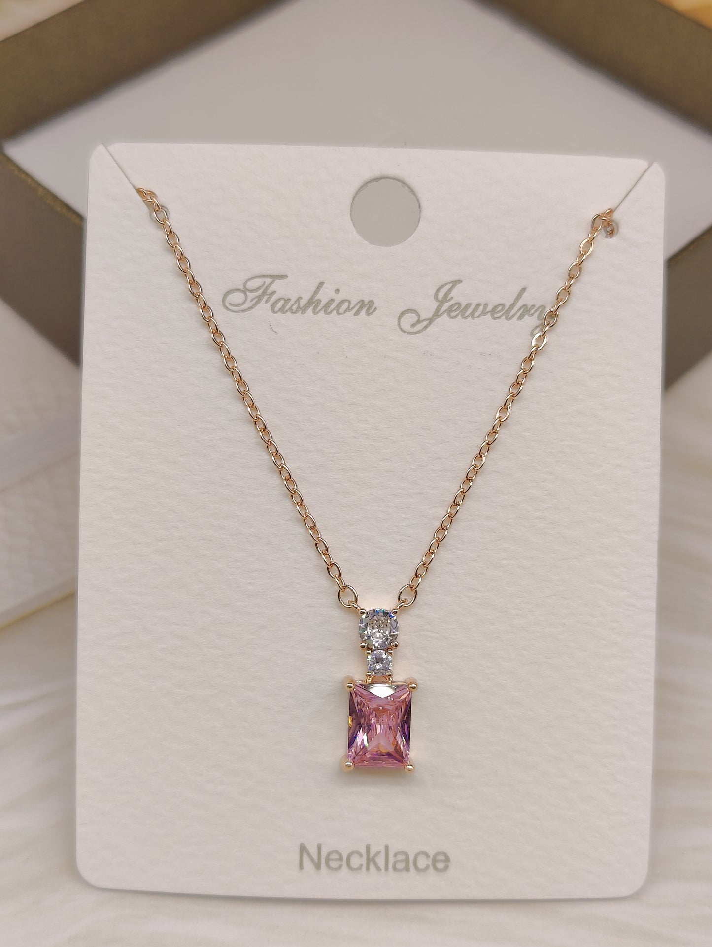 CZ Anti-Tarnish Pink Pendant