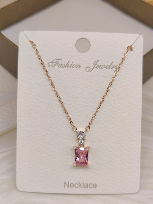 CZ Anti-Tarnish Pink Pendant