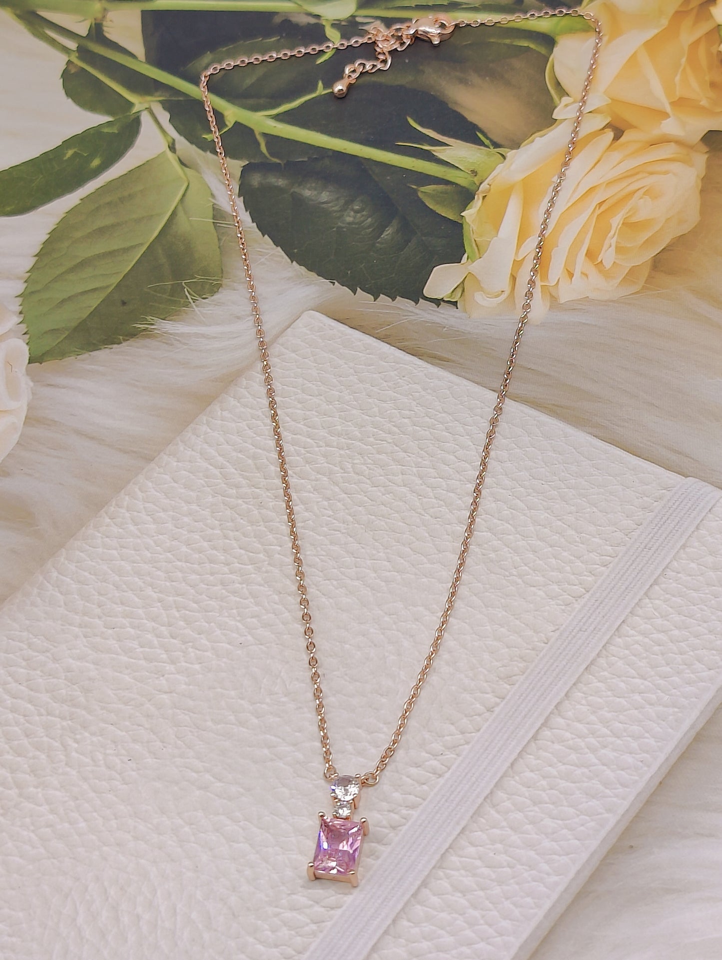 CZ Anti-Tarnish Pink Pendant