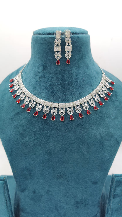 The Scarlet Dream CZ and AD Necklace Set