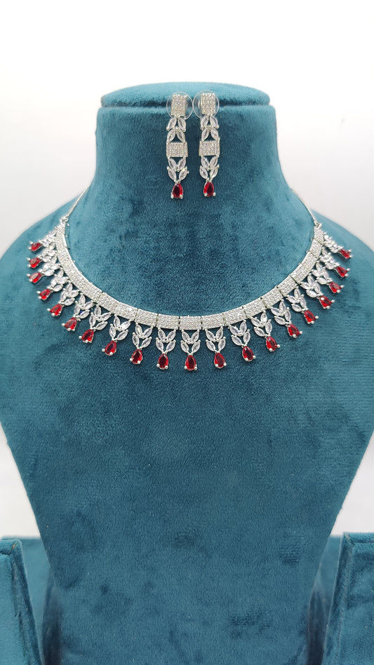 The Scarlet Dream CZ and AD Necklace Set