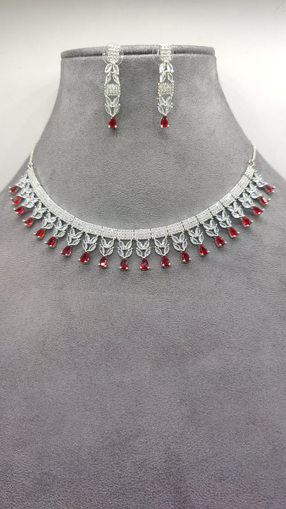 The Scarlet Dream CZ and AD Necklace Set