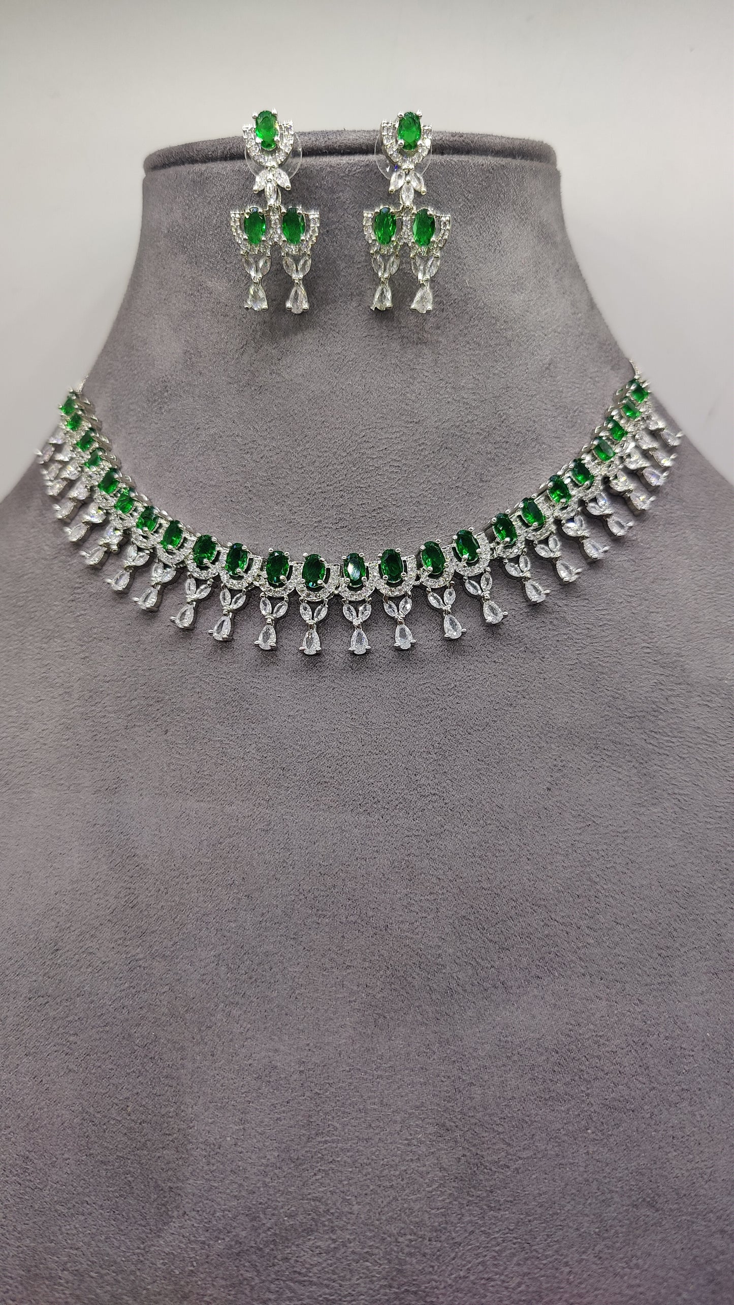 Sparkle Empress CZ and AD Necklace Set