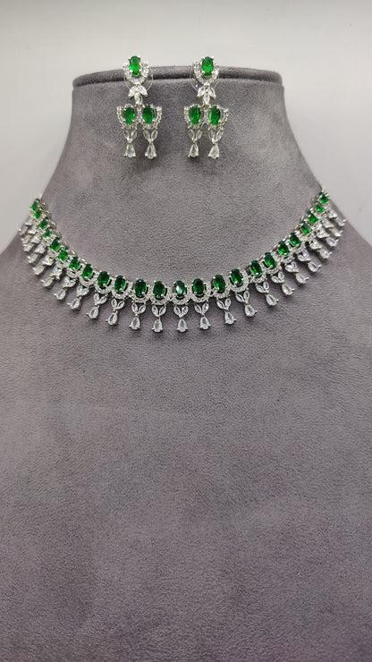 Sparkle Empress CZ and AD Necklace Set