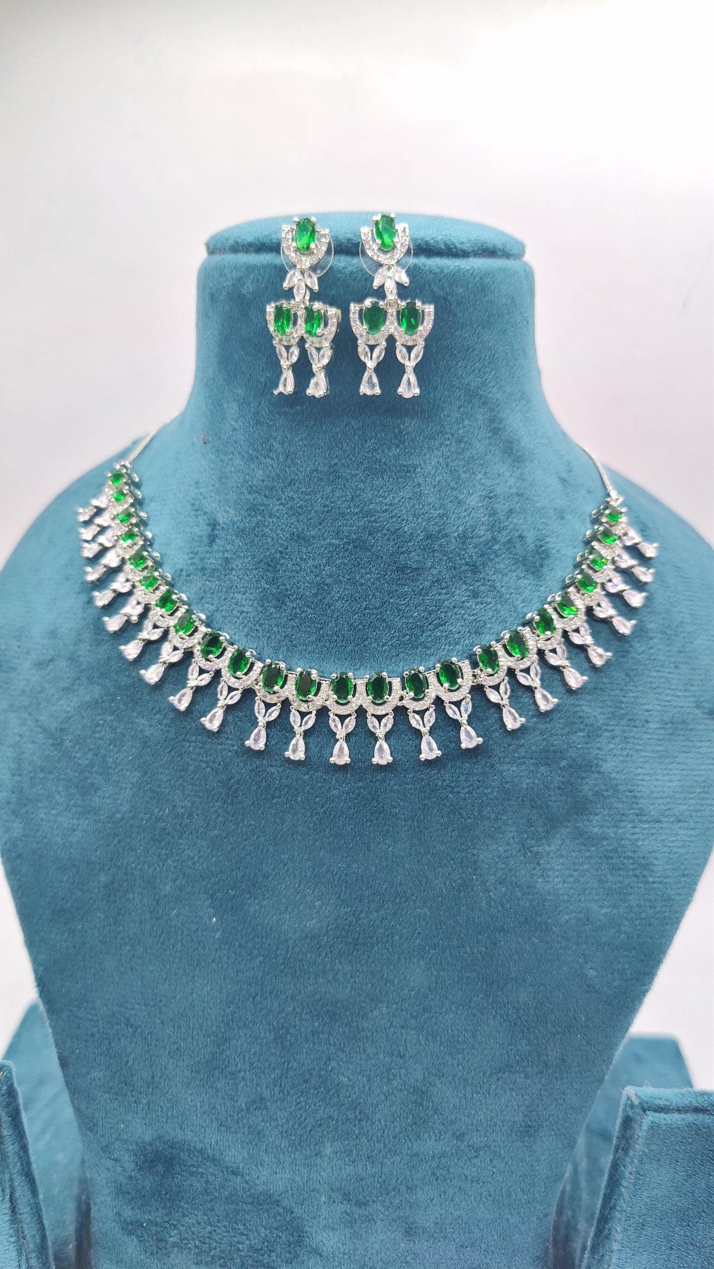 Sparkle Empress CZ and AD Necklace Set