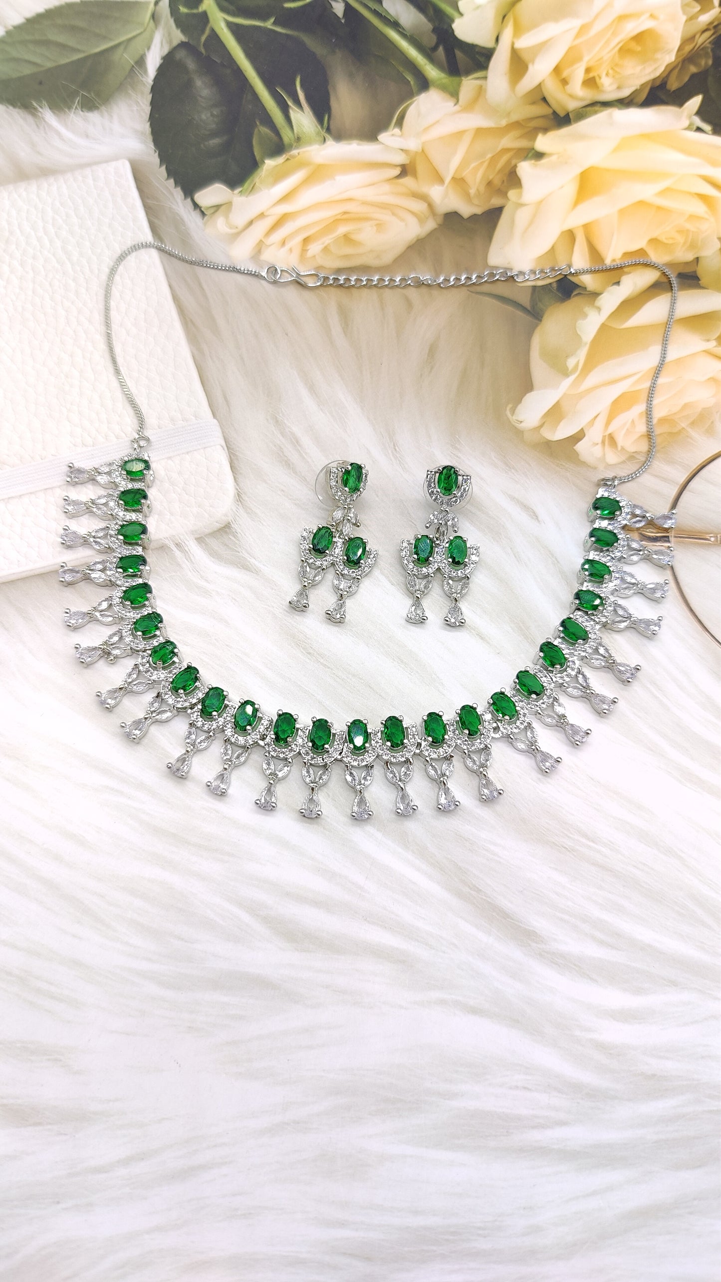 Sparkle Empress CZ and AD Necklace Set