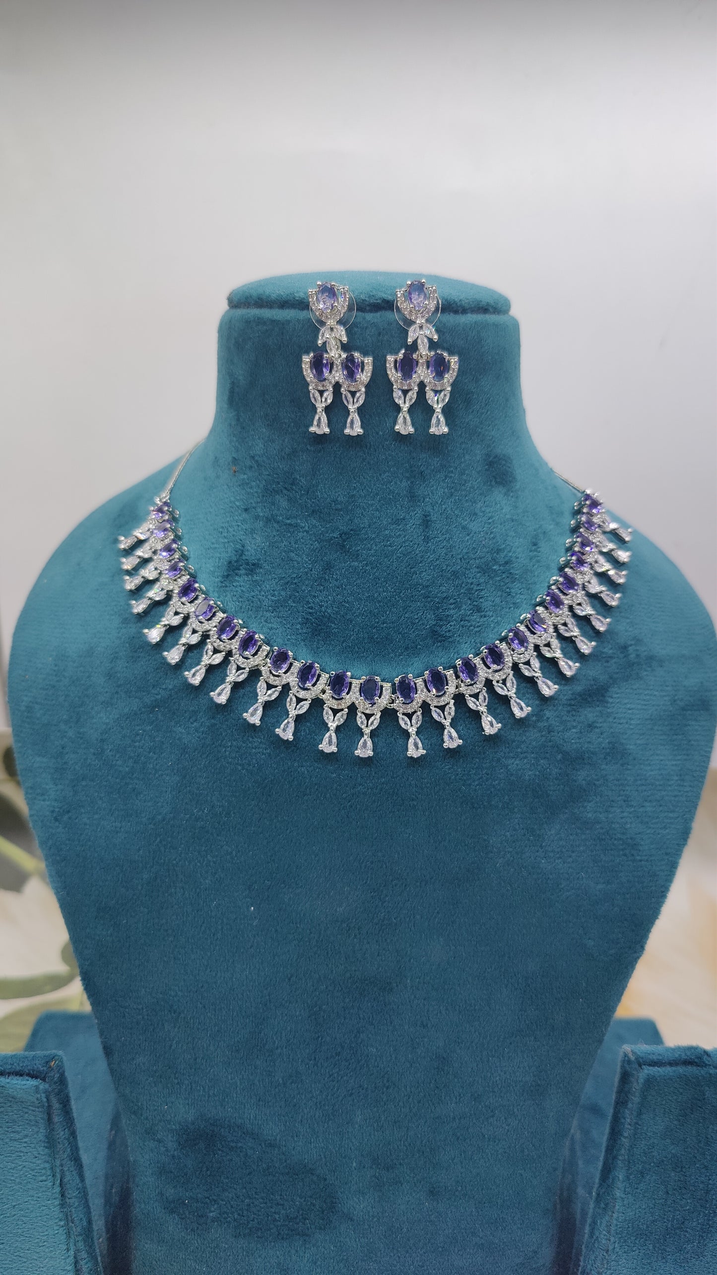 Sparkle Empress CZ and AD Necklace Set
