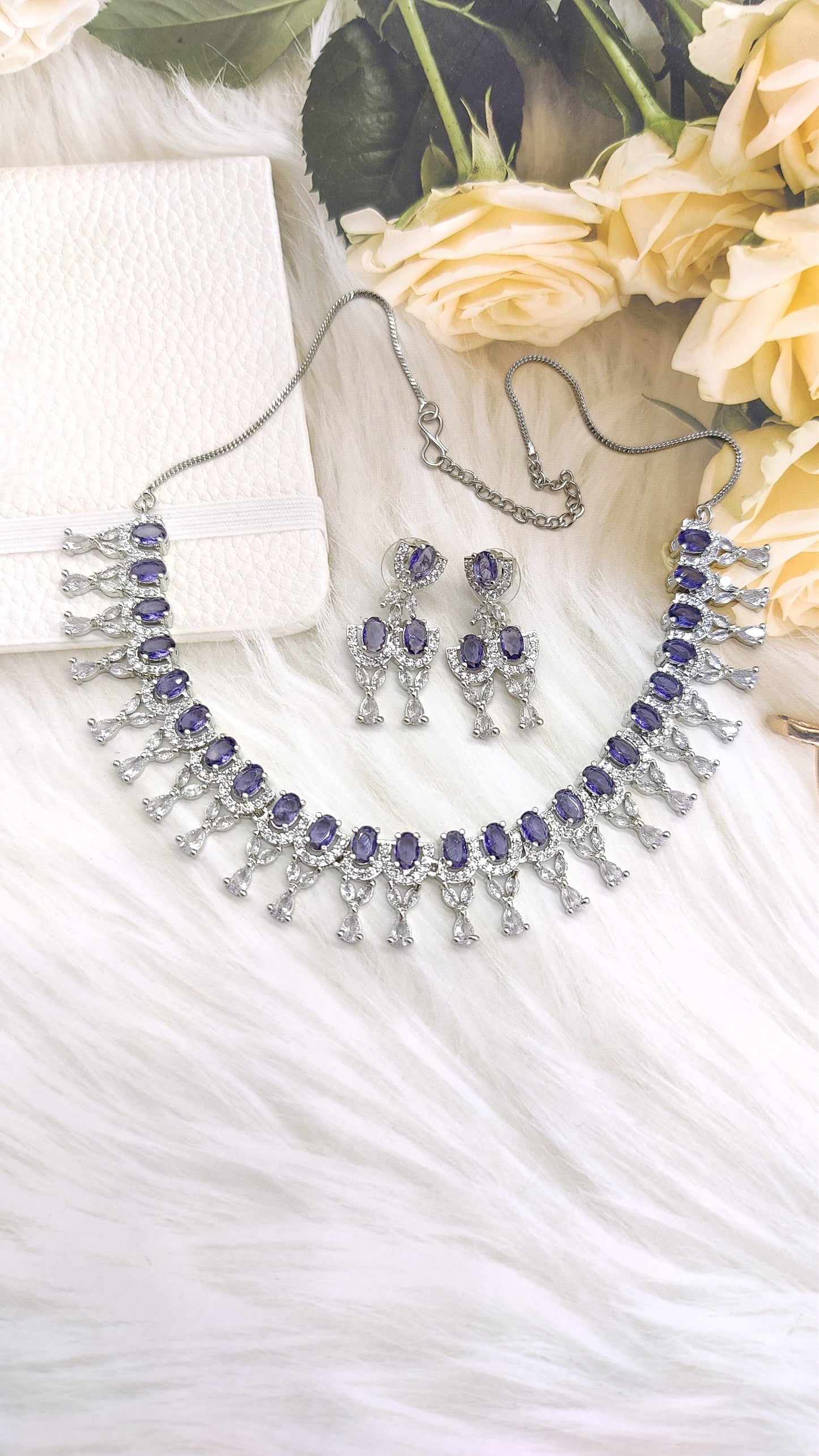 Sparkle Empress CZ and AD Necklace Set