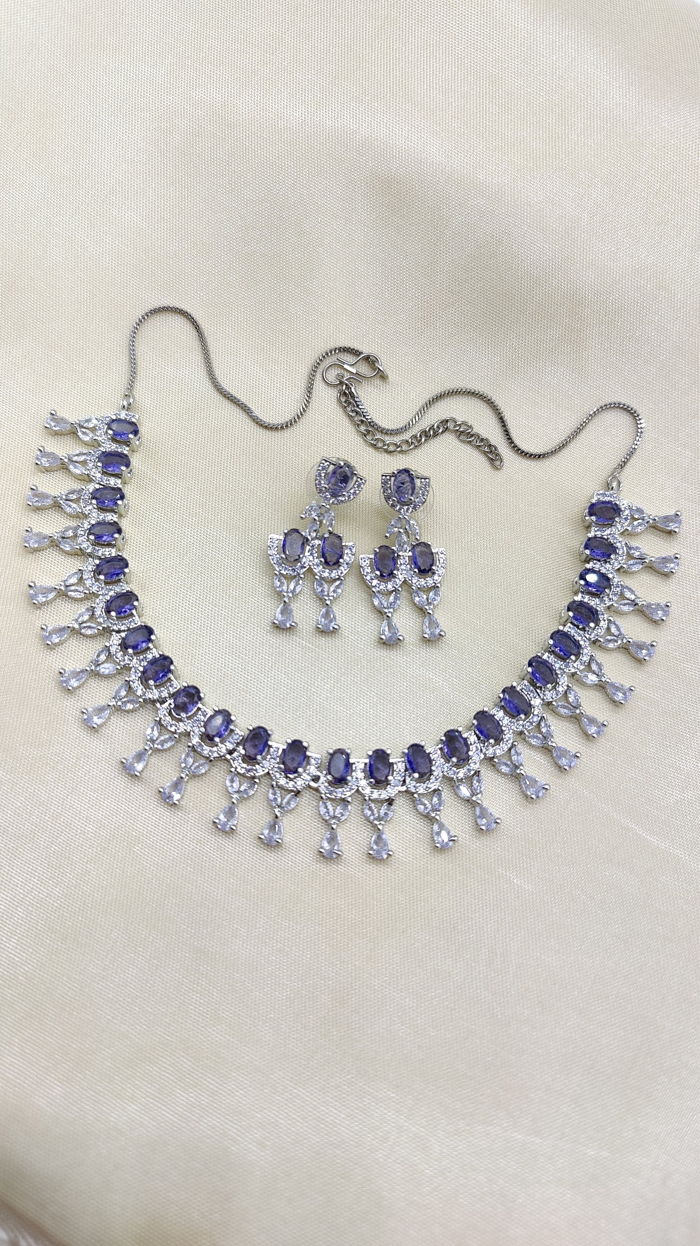 Sparkle Empress CZ and AD Necklace Set