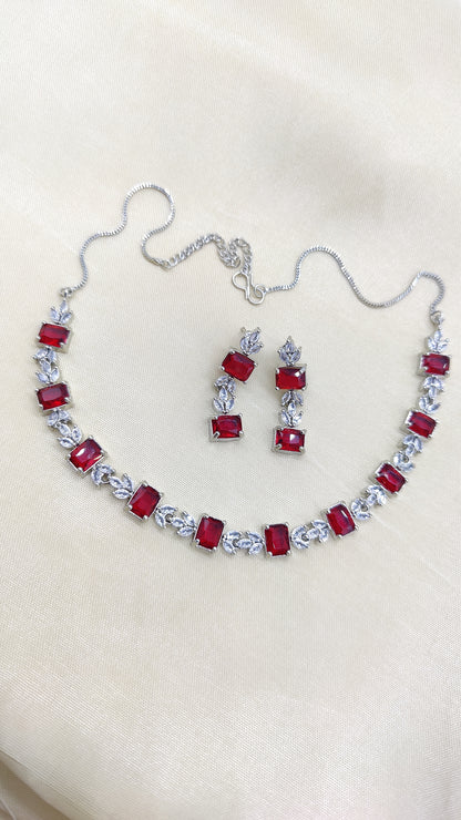 Vibrant Multi-Color American Diamonds Necklace Set
