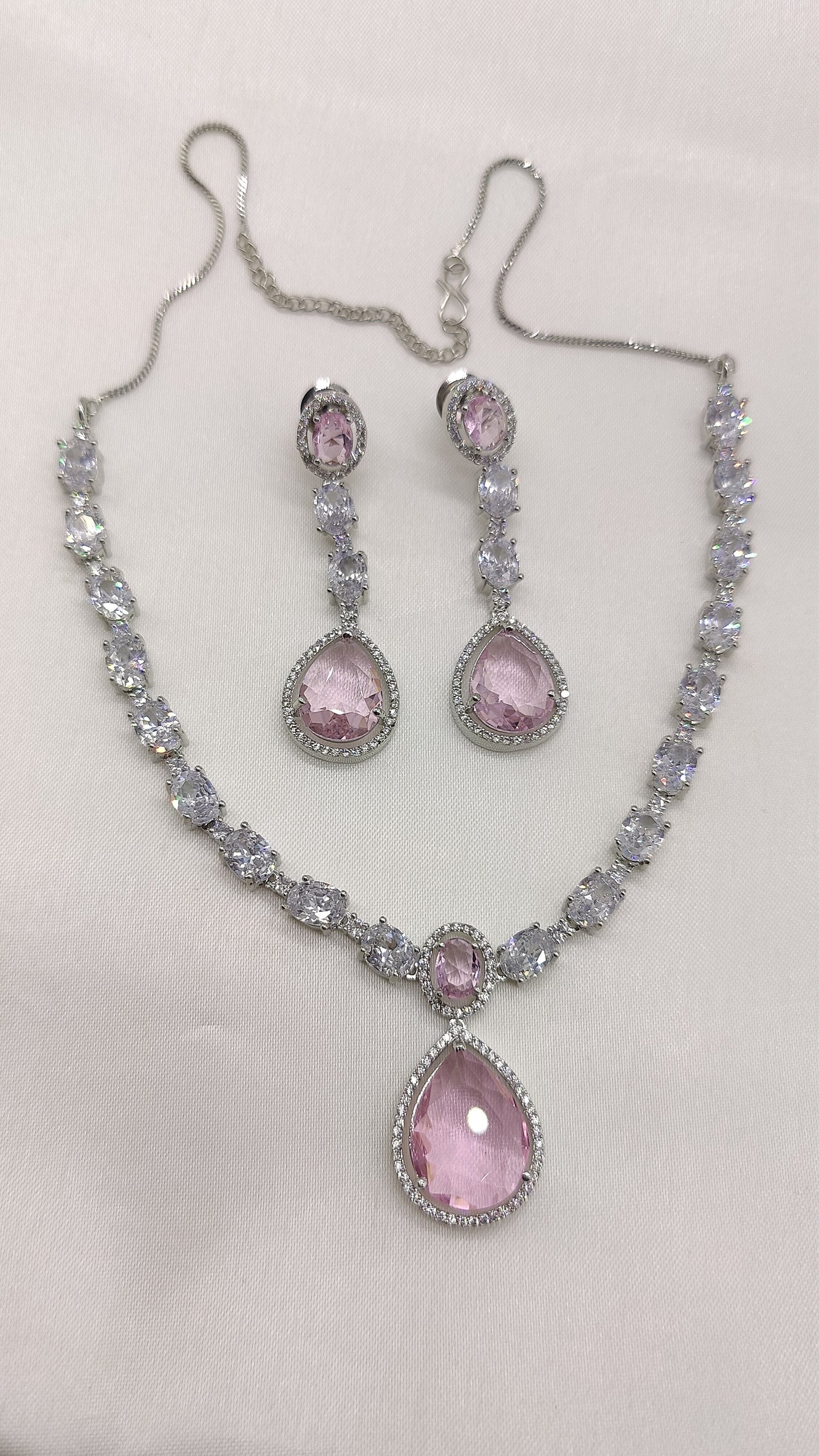 Rosy Elegance CZ Pink Hydro Necklace Set