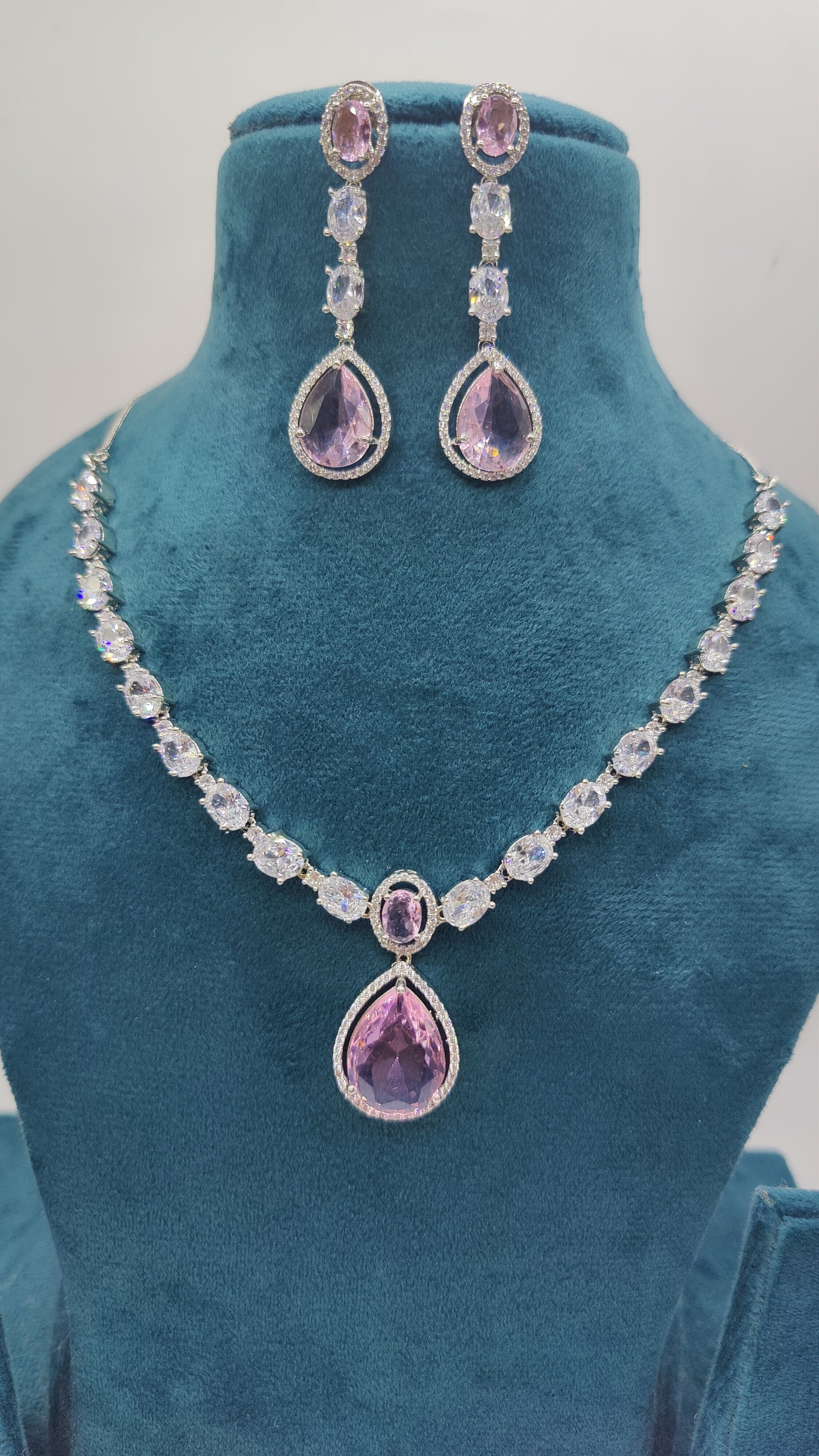 Rosy Elegance CZ Pink Hydro Necklace Set