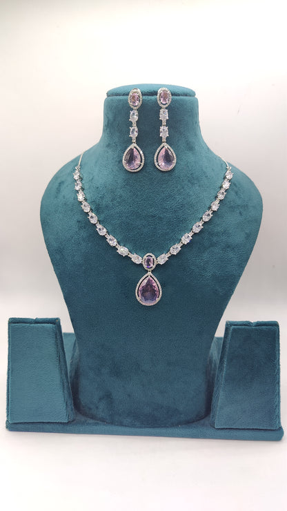 Rosy Elegance CZ Pink Hydro Necklace Set