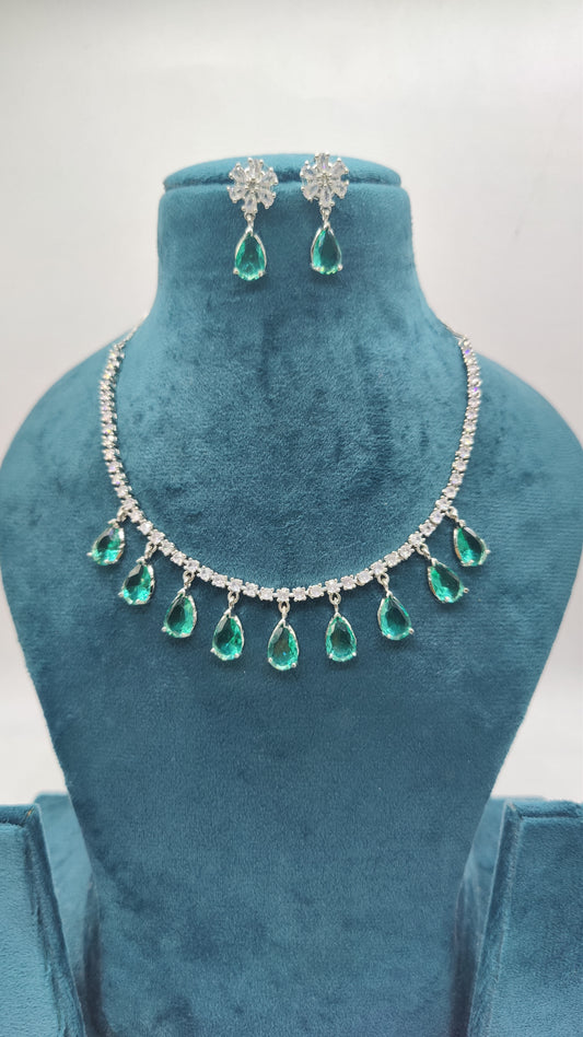 Rama Green CZ Necklace set