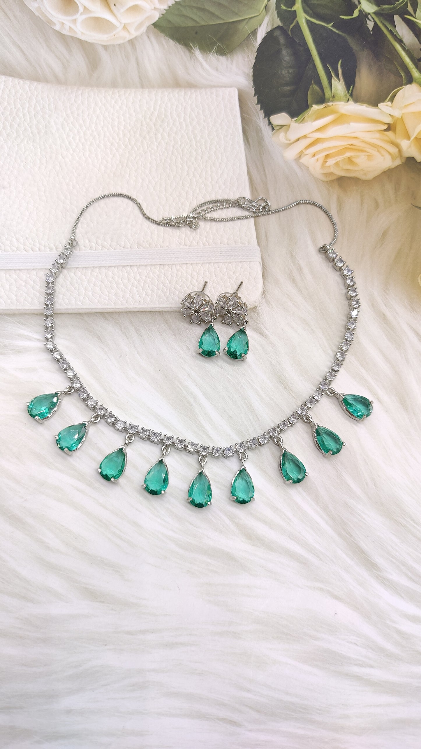 Rama Green CZ Necklace set