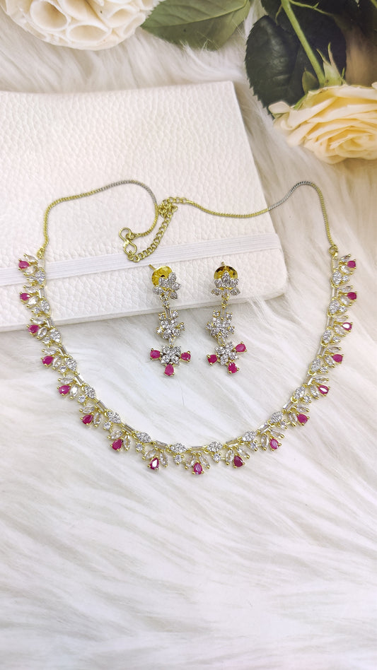 Radiant Ruby and AD Golden necklace set