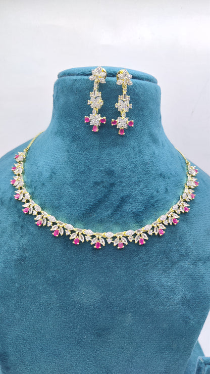 Radiant Ruby and AD Golden necklace set