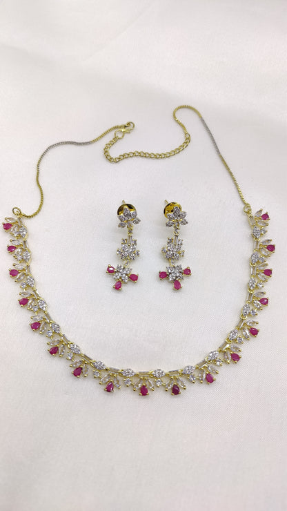 Radiant Ruby and AD Golden necklace set