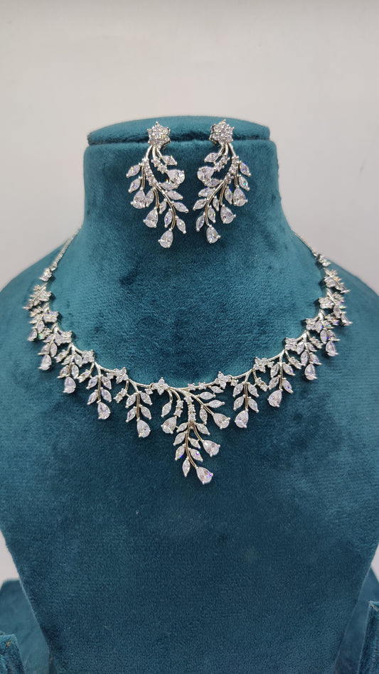 Leafy CZ Necklace set