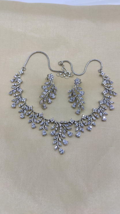 Leafy CZ Necklace set