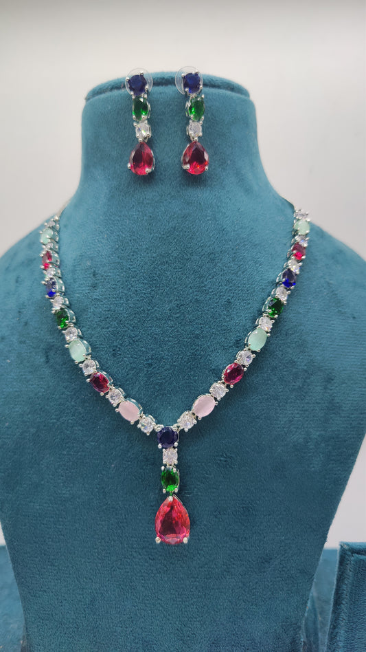 Trisha CZ multi color Necklace set