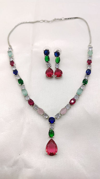 Trisha CZ multi color Necklace set