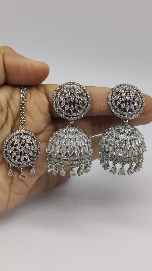 Kaya CZ Jhumki and Tika set