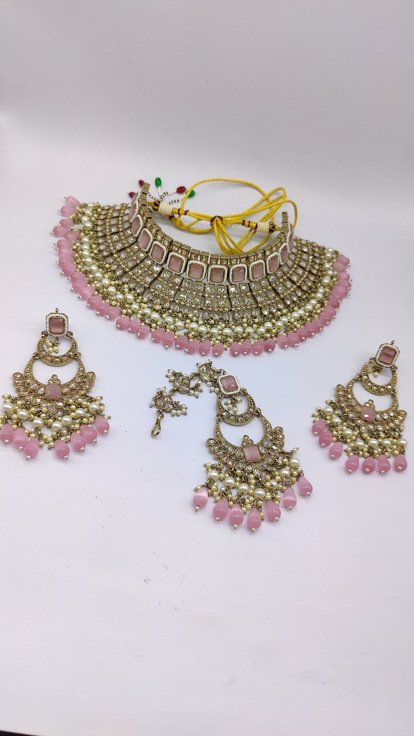 Floral Pink AD Bridal Choker set