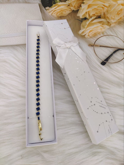 Blue Stones Gold Plated Designer Stainless Steel Bracelet