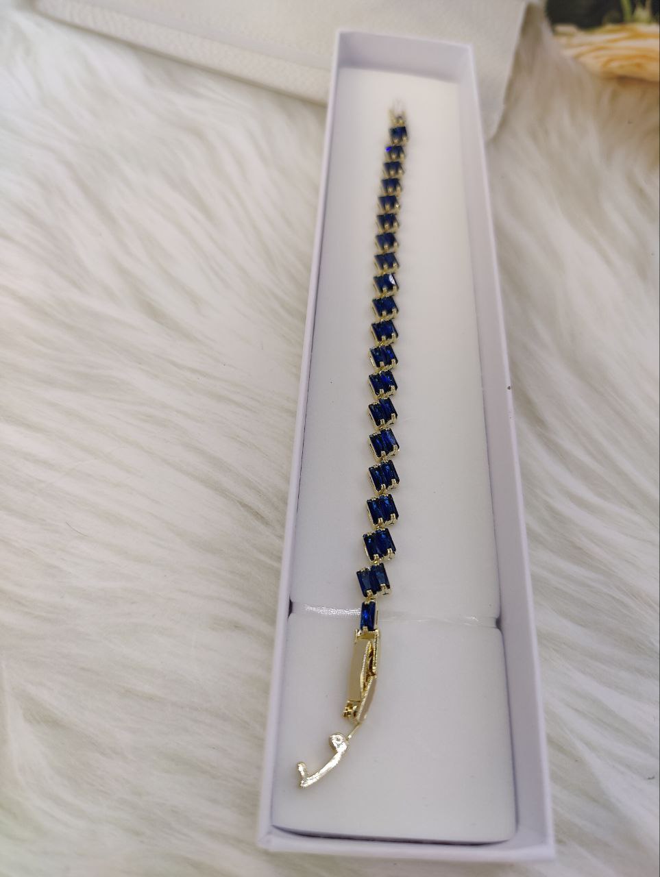 Blue Stones Gold Plated Designer Stainless Steel Bracelet