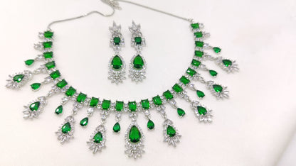 Kalki Emerald Green CZ Necklace set